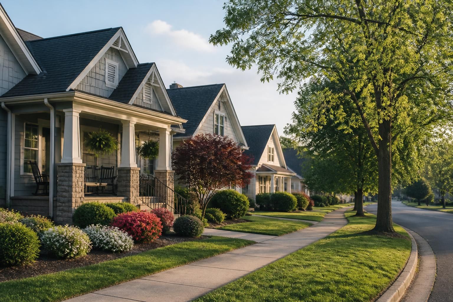 Quiet residential scene in Bluff City, Tennessee.