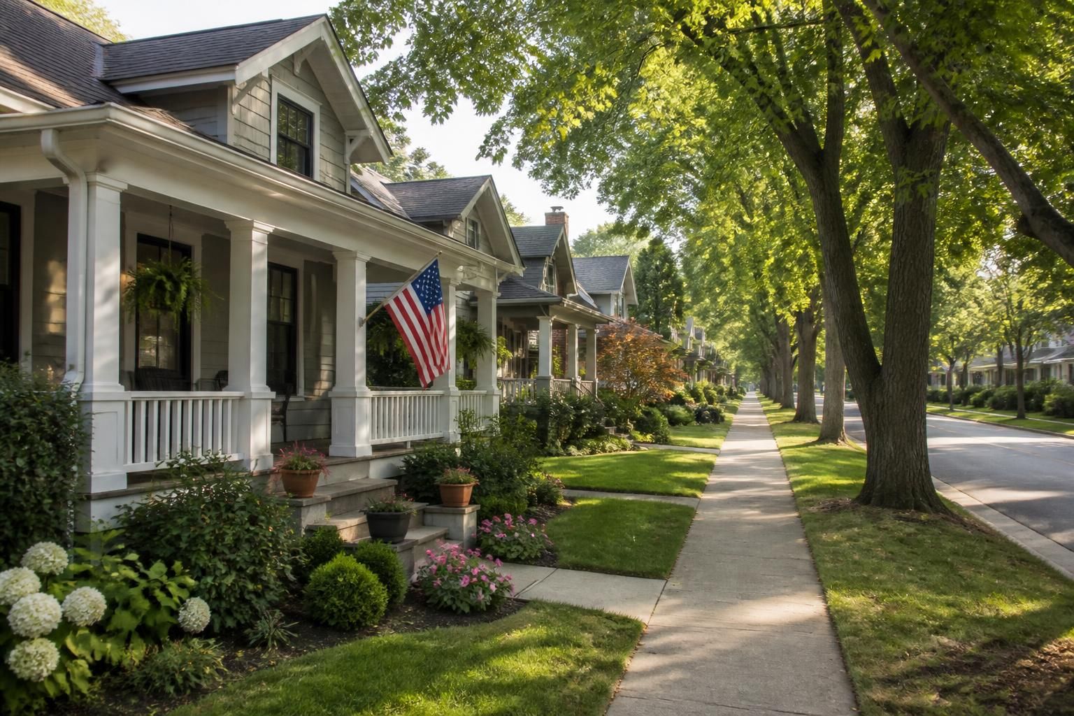 Tree-lined residential street in Bristol, Tennessee.