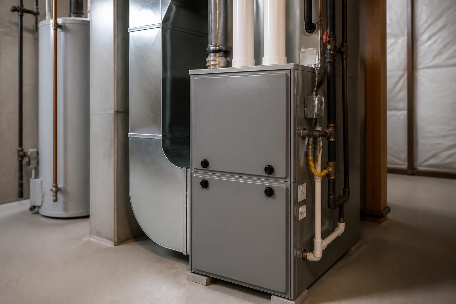 Clean furnace in a finished heating system environment.