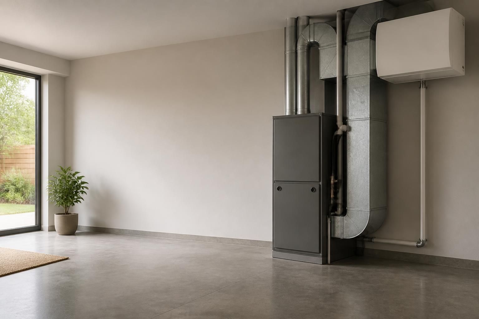 Finished HVAC service space with open room for text.